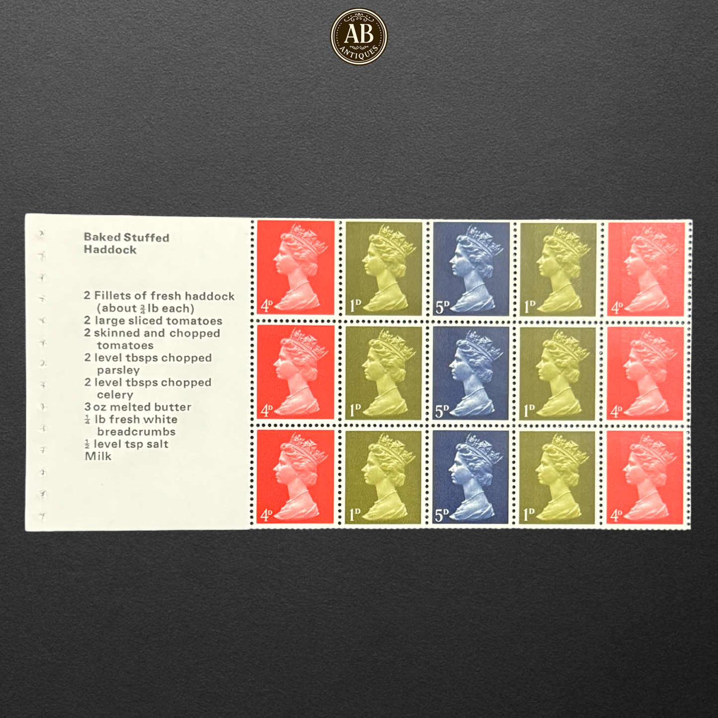 Great Britain 1969 Stamps for Cook Se-tenant pane of 15 with recipe label