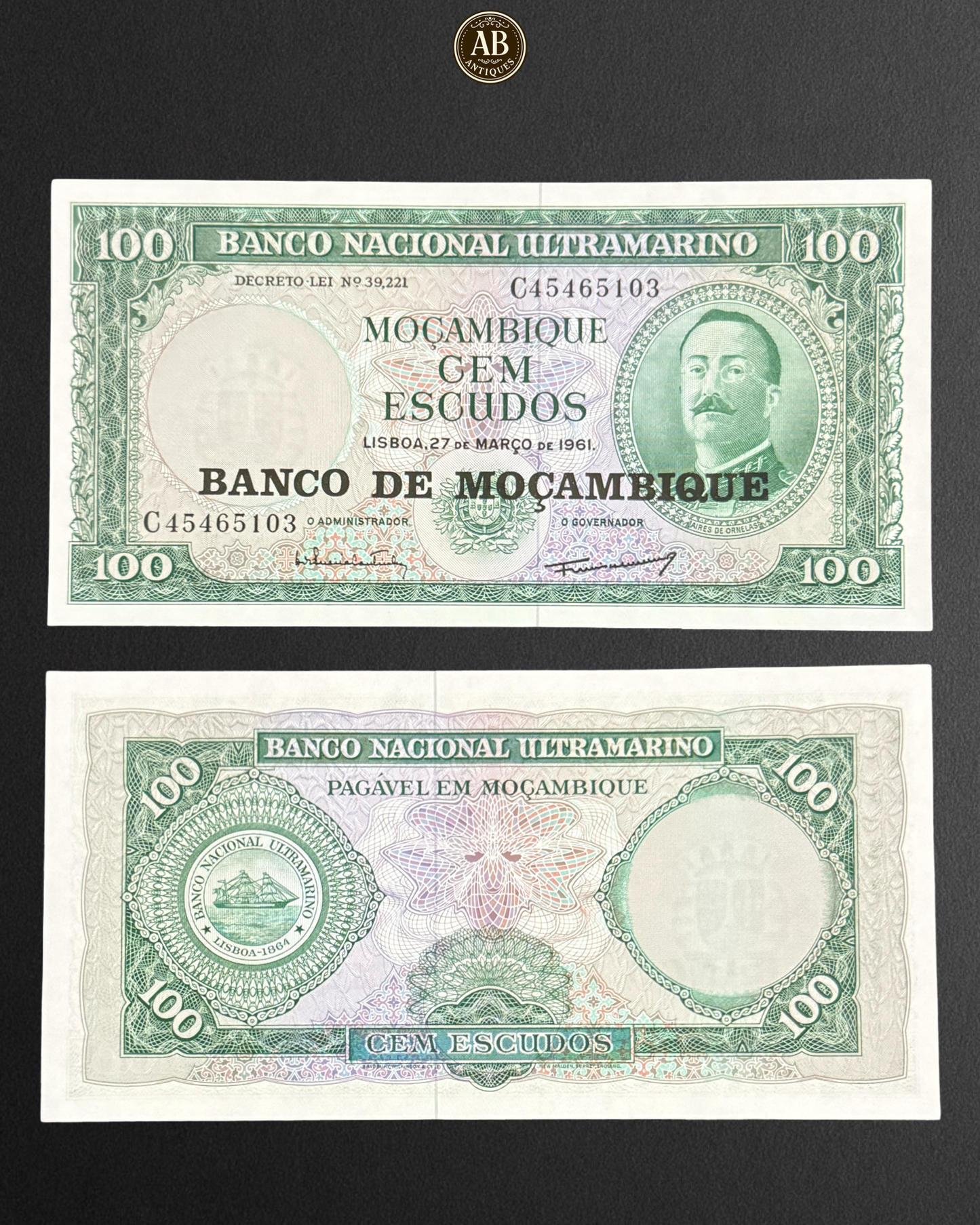 موزمبيق – ورقة نقدية من فئة 100 إسكودو (إصدار 1961) UNC