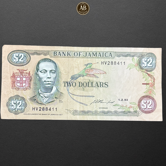 2 DOLLARS BANKNOTE – JAMAICA (1993 ISSUE)