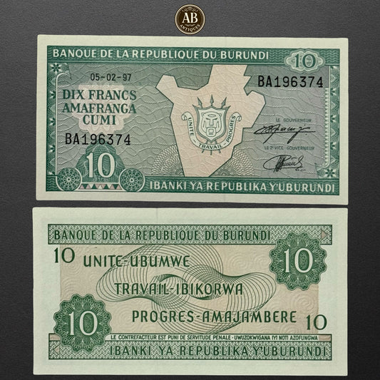BURUNDI 10 FRANCS 1997 UNC
