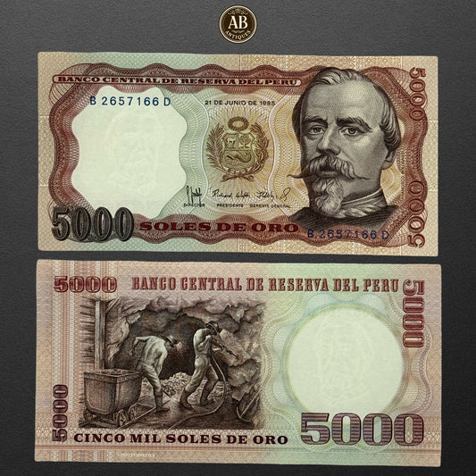 PERU 5000 SOLES DE ORO 1985 UNC