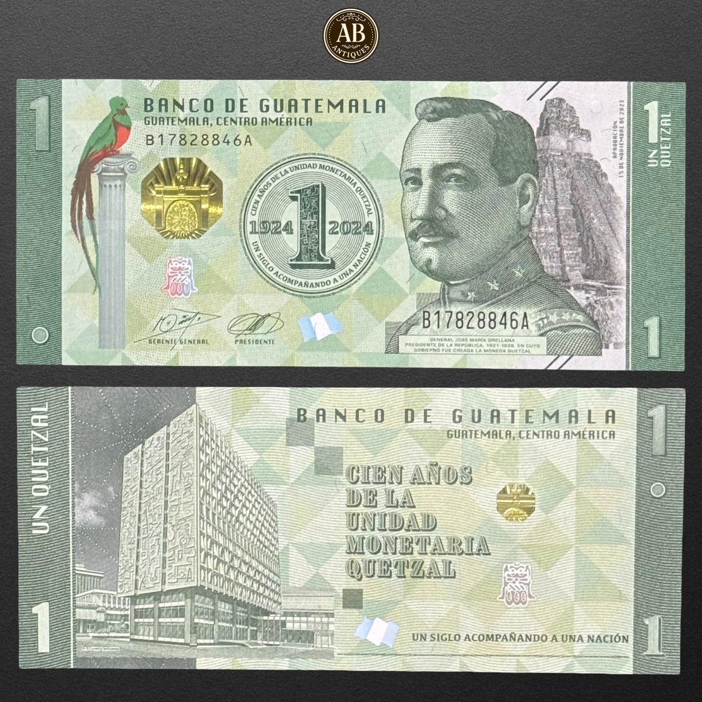 CELEBRATING 100 YEARS OF THE GUATEMALAN QUETZAL (1924-2024) UNC
