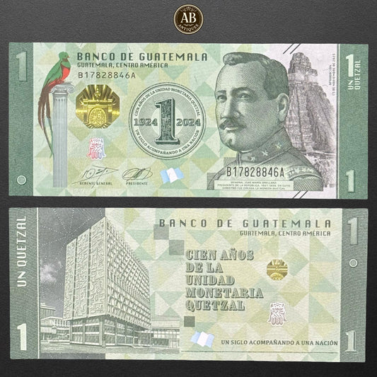 CELEBRATING 100 YEARS OF THE GUATEMALAN QUETZAL (1924-2024) UNC
