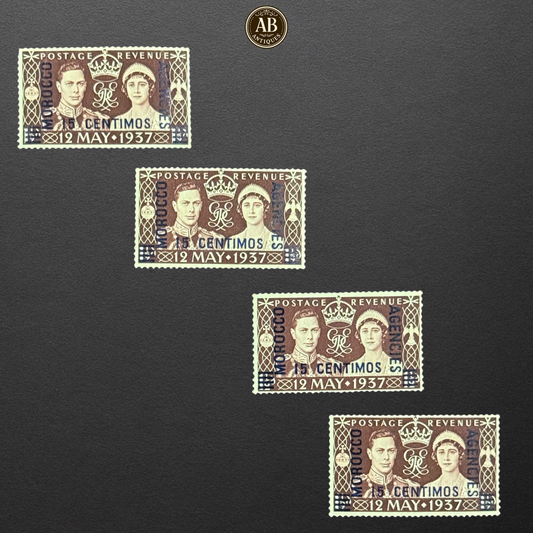 1937 Morocco Agencies – Coronation of King George VI and Queen Elizabeth 4 Stamps (MINT CONDITION)