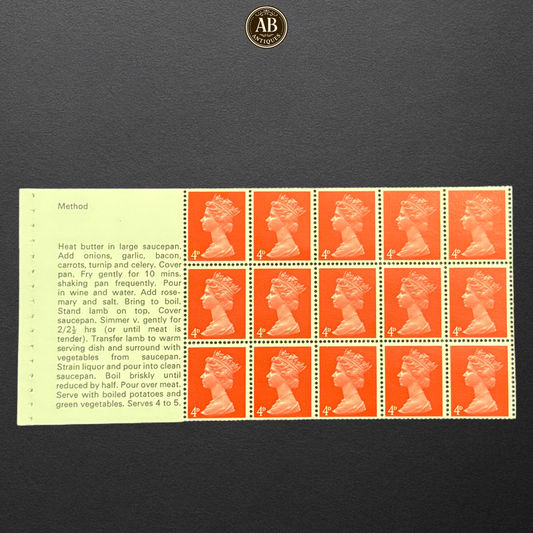 Great Britain 1969 stamps for Cooke booklet Pane 4d red x 15 (MINT CONDITION)