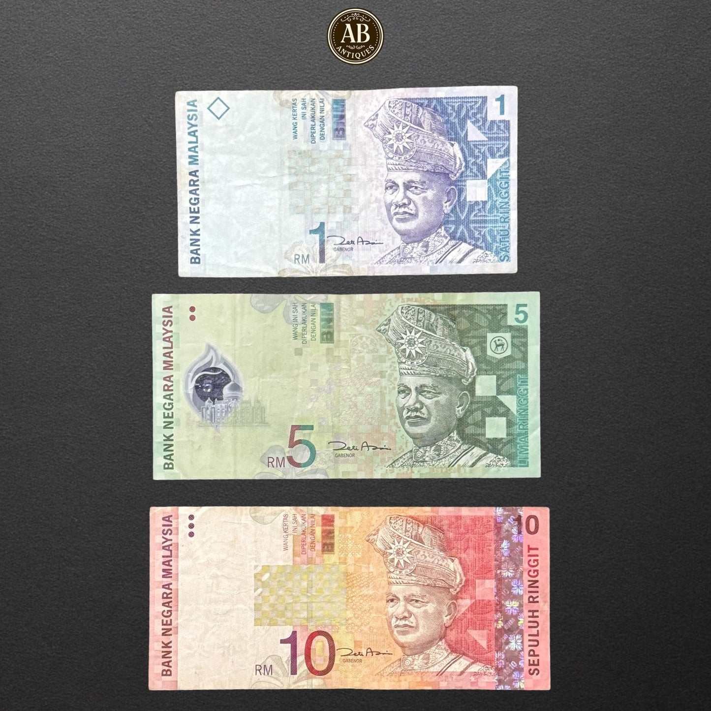 Malaysia – 1, 5, and 10 Ringgit Banknotes (Fourth Series, 1980s–1990s, Bank Negara Malaysia)
