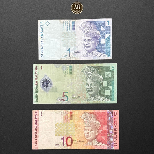 Malaysia – 1, 5, and 10 Ringgit Banknotes (Fourth Series, 1980s–1990s, Bank Negara Malaysia)