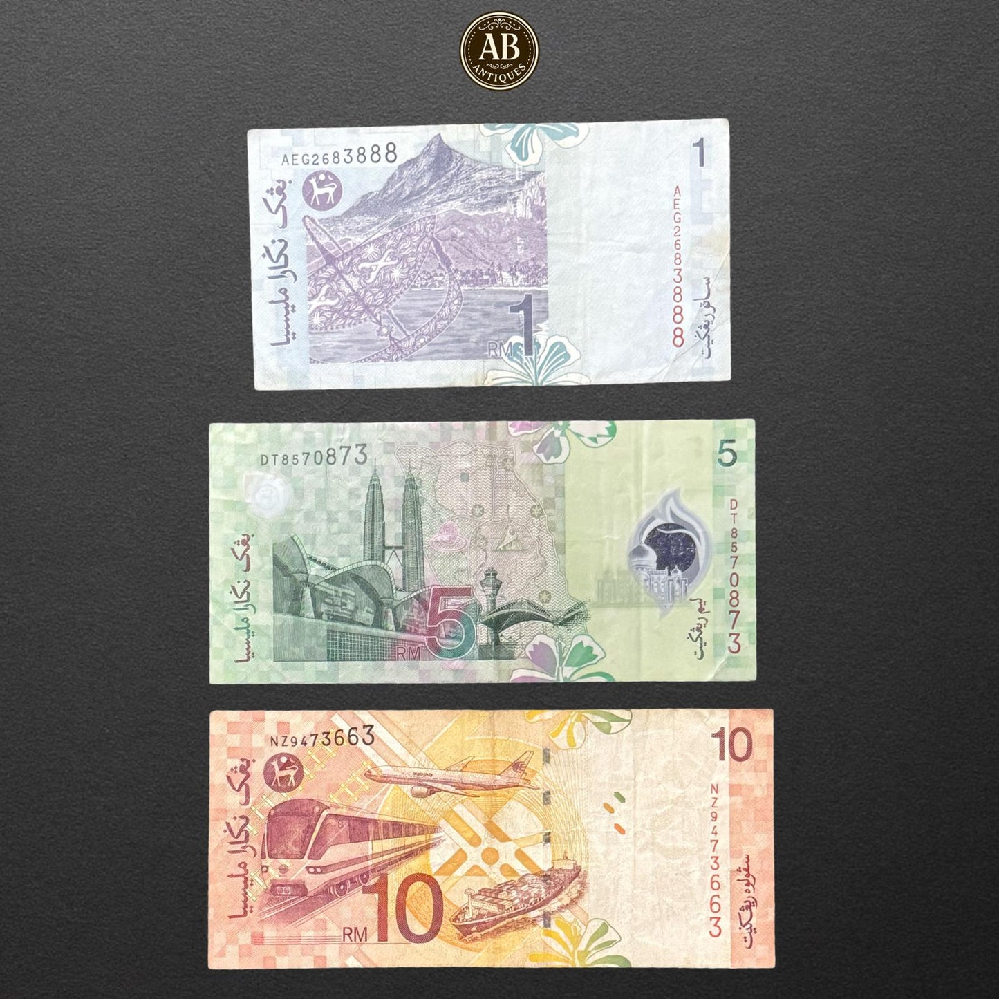 Malaysia – 1, 5, and 10 Ringgit Banknotes (Fourth Series, 1980s–1990s, Bank Negara Malaysia)