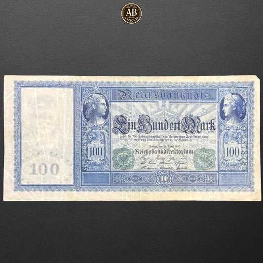 Germany 100 Mark Banknote Green Seal –1910 Reichsbanknote – Berlin Issue