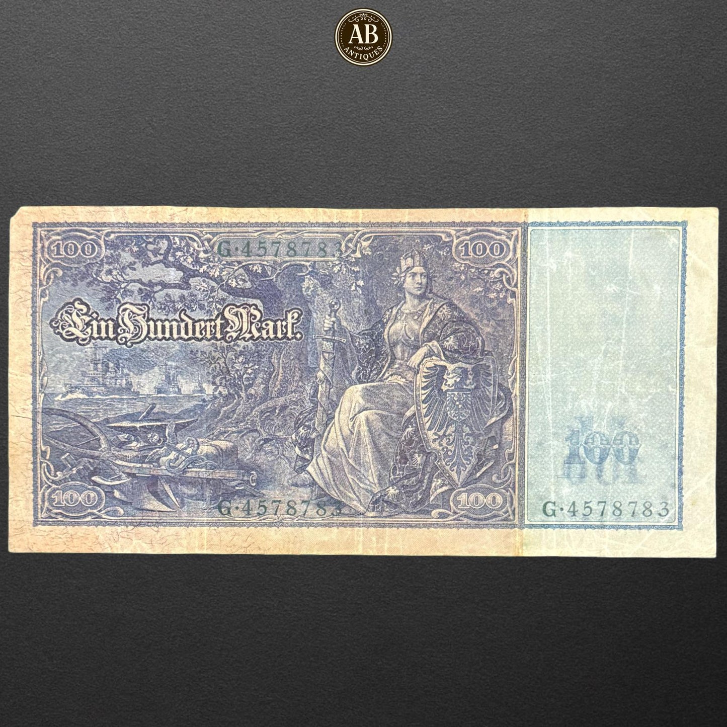 Germany 100 Mark Banknote Green Seal –1910 Reichsbanknote – Berlin Issue