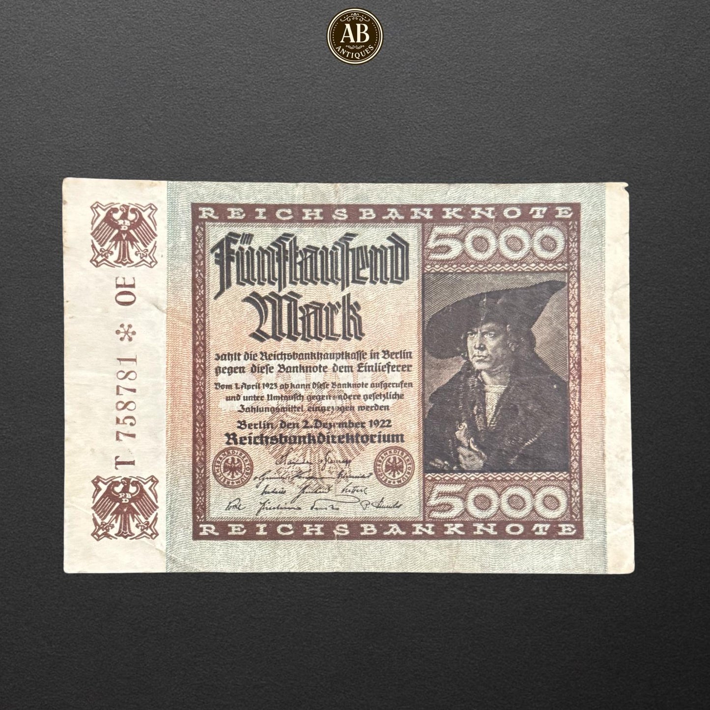 Germany – 5,000 Mark Banknote (1922)