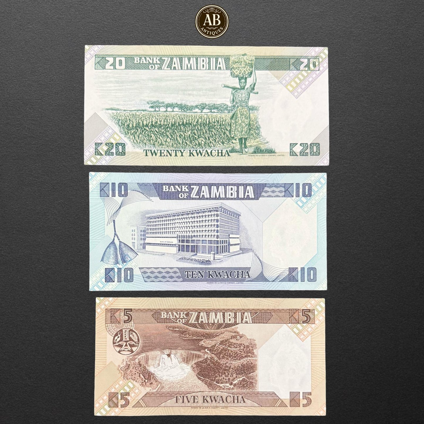 ثلاثية زامبيا الزاهية – أوراق ٢٠ و١٠ و٥ كواشا، إصدار ١٩٨٠