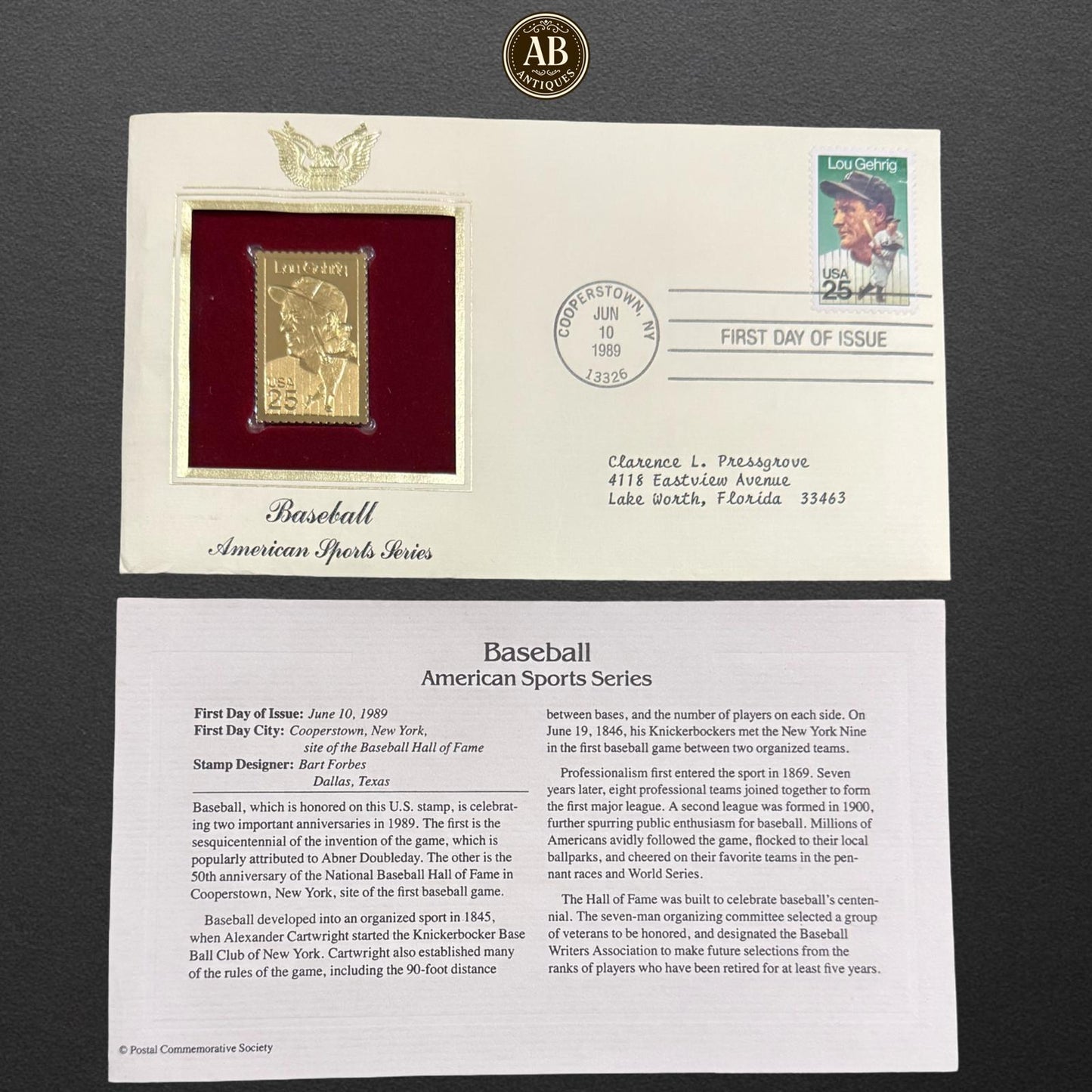 Baseball – American Sports Series (1989) – Golden Color Stamp