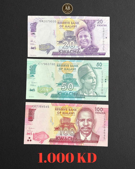 Malawi – Kwacha Banknotes – 20, 50 & 100 Kwacha