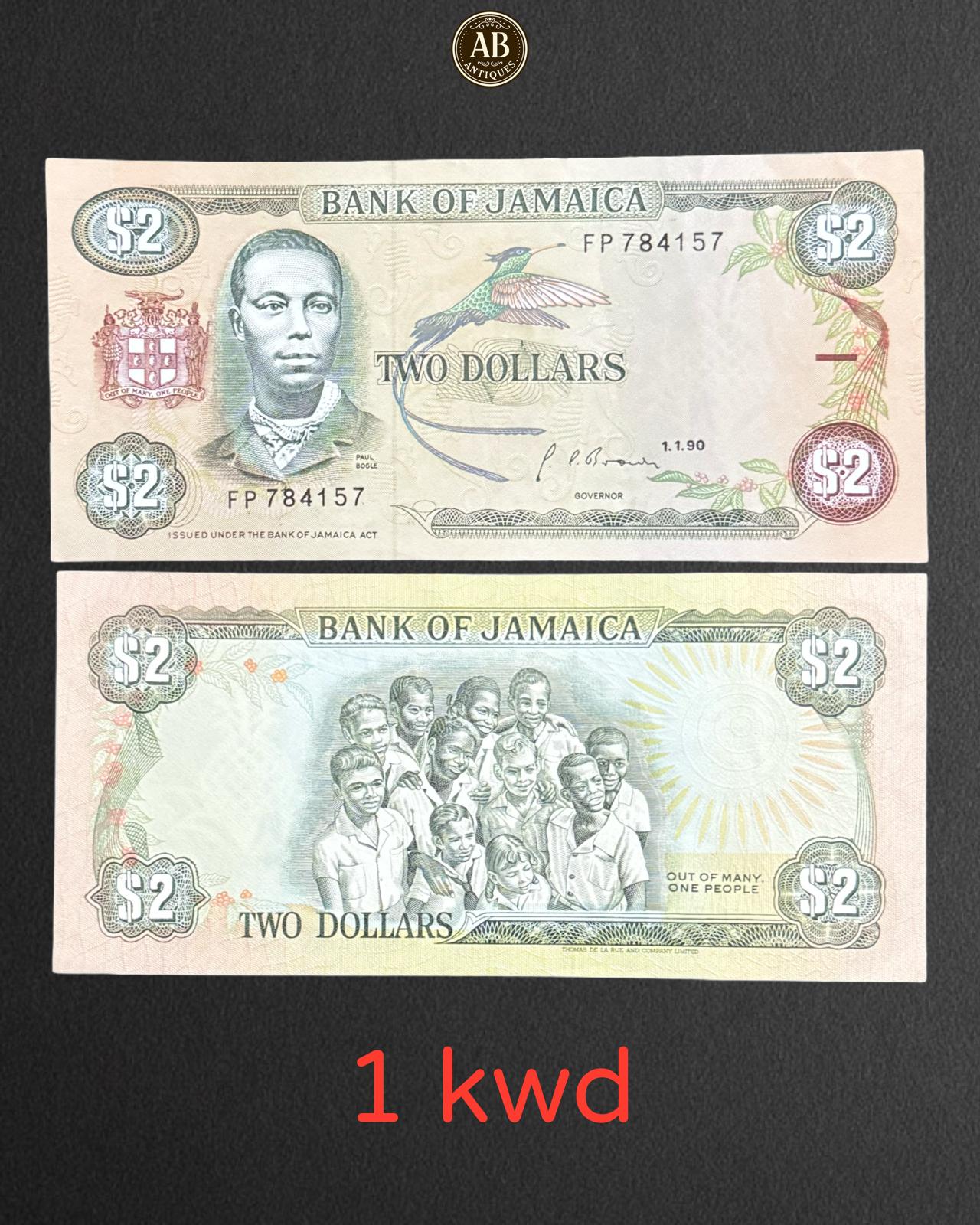 2 DOLLARS BANKNOTE – JAMAICA (1990 ISSUE) - UNC