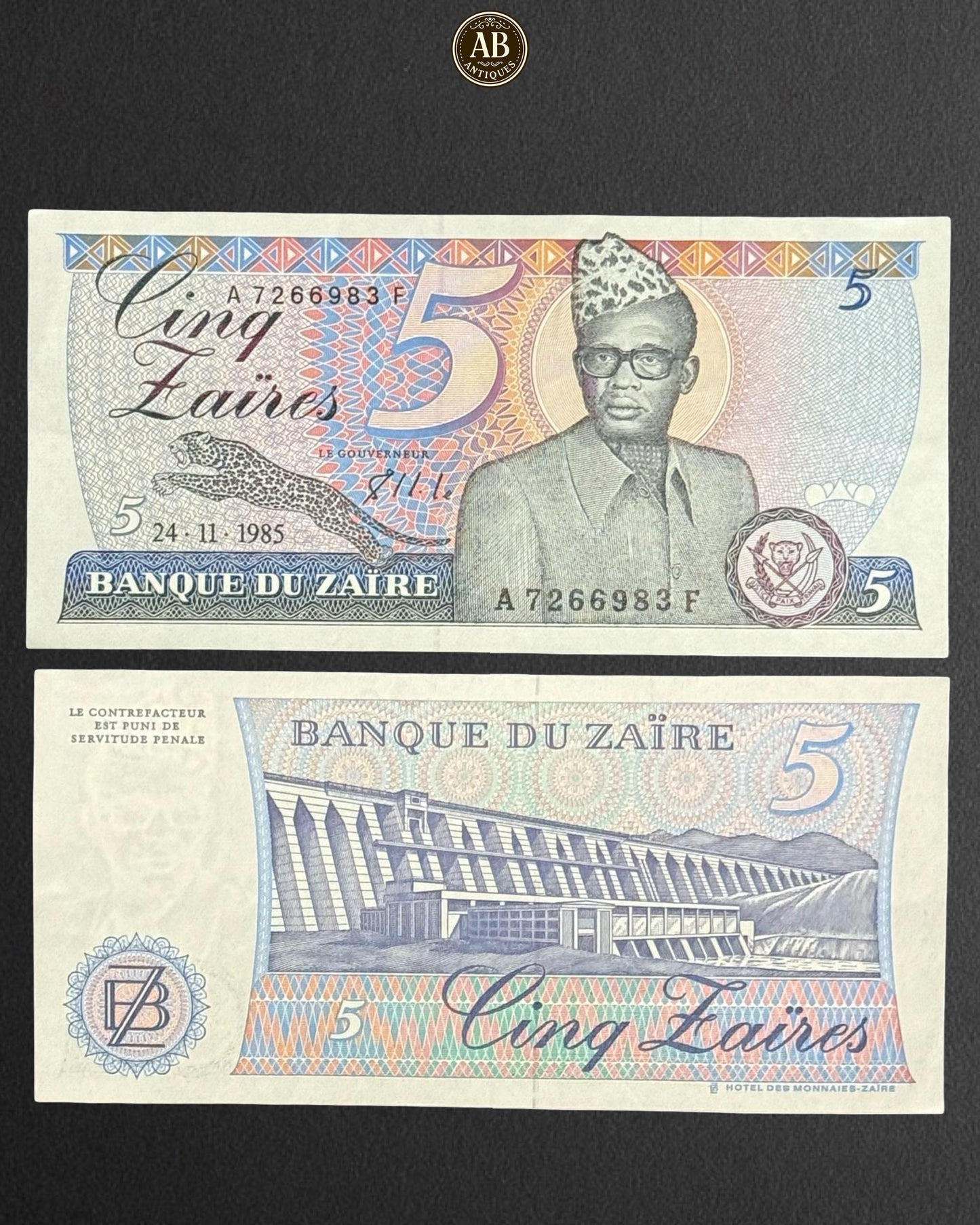 Zaire 5 Zaires Banknote – 1985 (Mobutu Sese Seko)